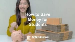 Filipino student with a piggy bank